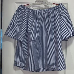 Off-the-shoulder Striped Shirt